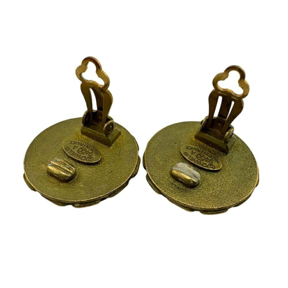 CHANEL 94A Coco Mark Earrings Gold Women's - Picture 4 of 10